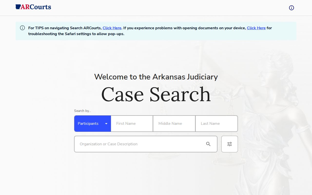 Lincoln County case lookup through the Search ARCourts public interface
