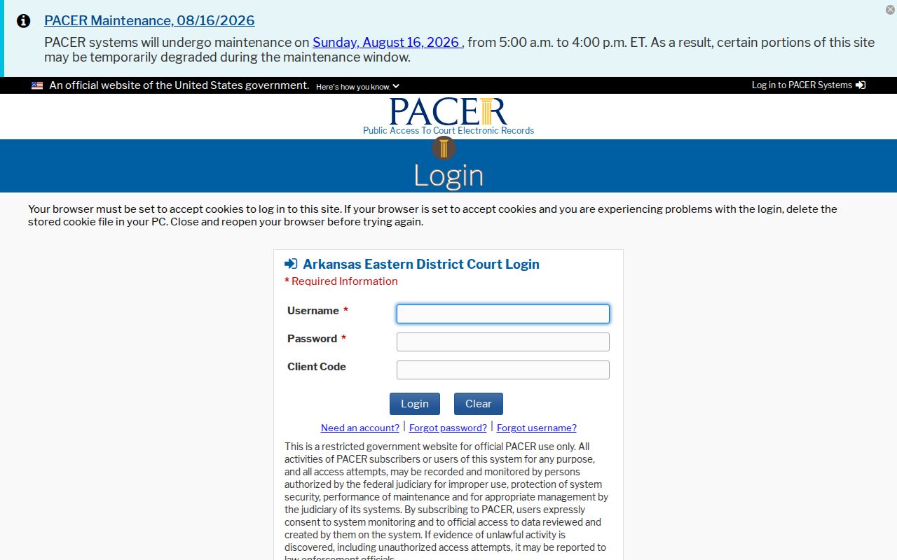 Lincoln County federal court record access through Eastern District PACER