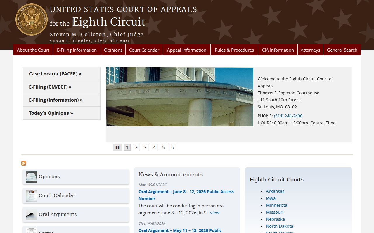 Grady court docket comparison with the separate federal Eighth Circuit system