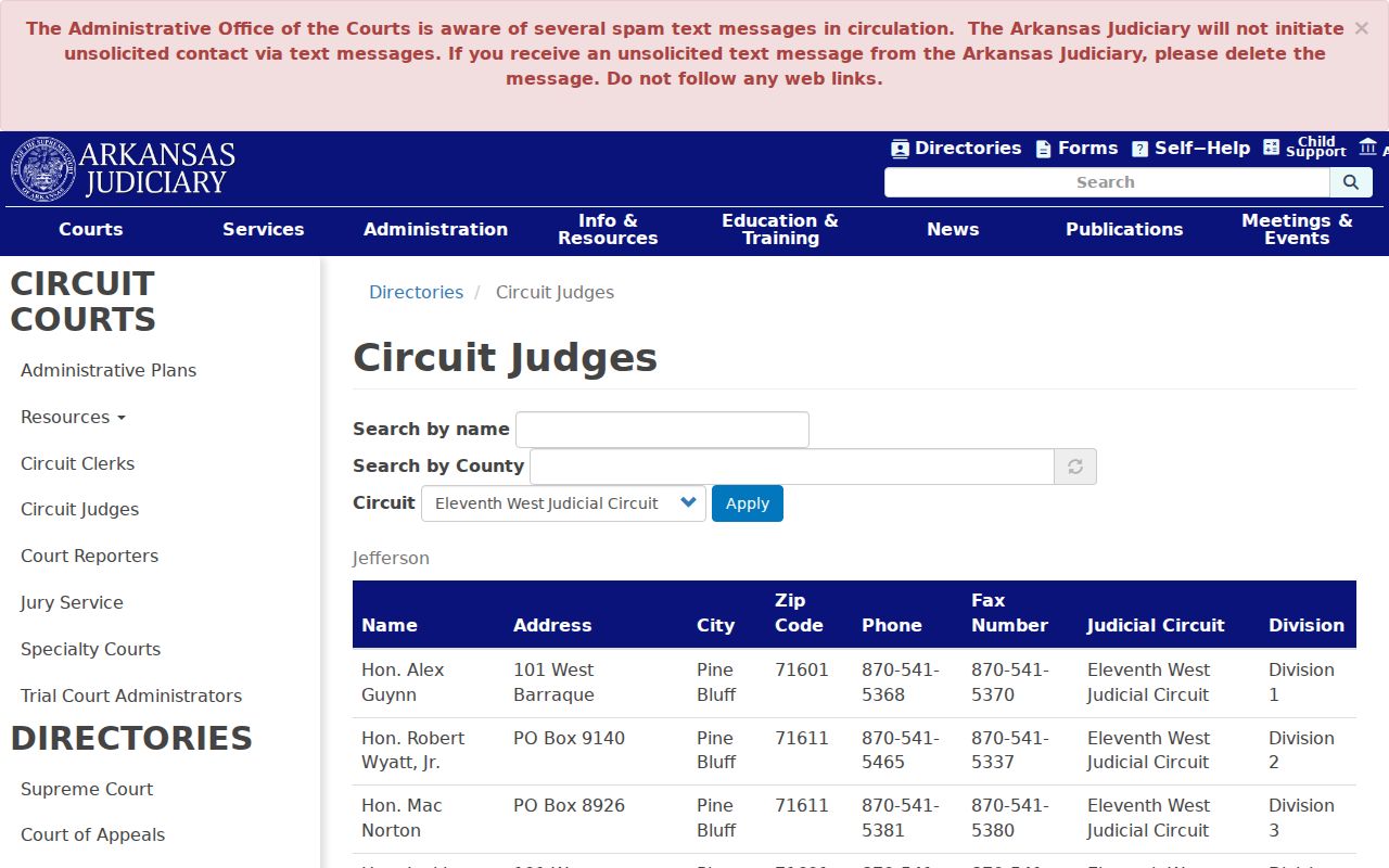 Lincoln County court docket Eleventh West Circuit division directory