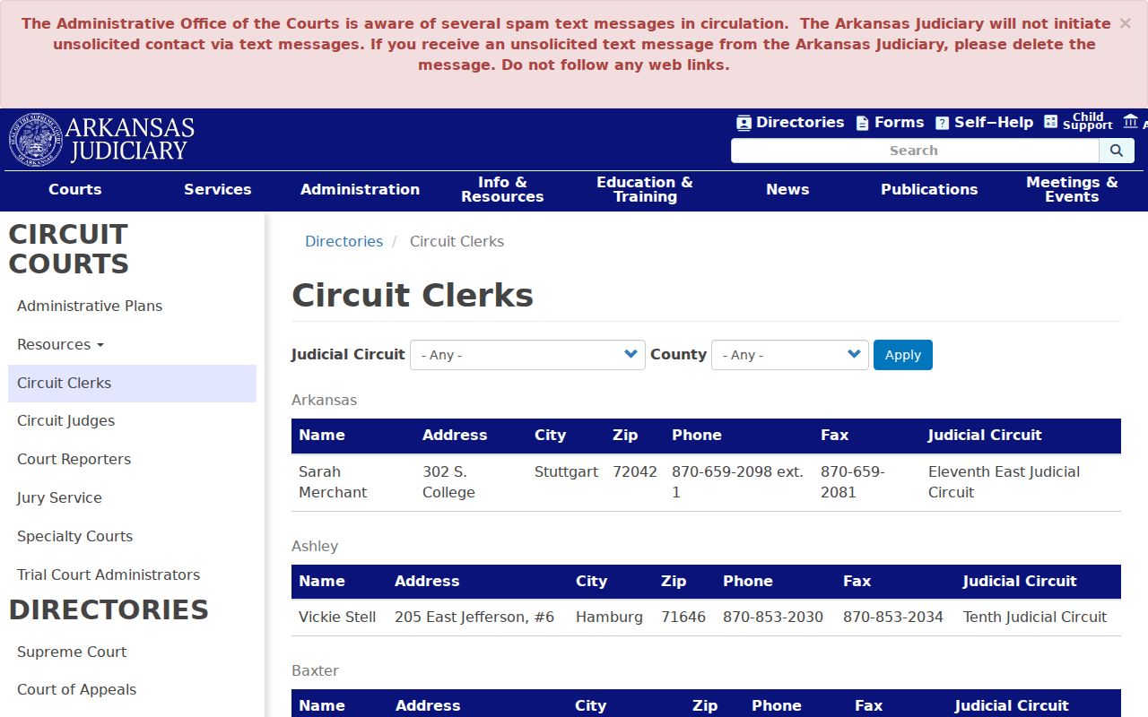 Lincoln County traffic ticket record compared with the Arkansas Circuit Clerk directory